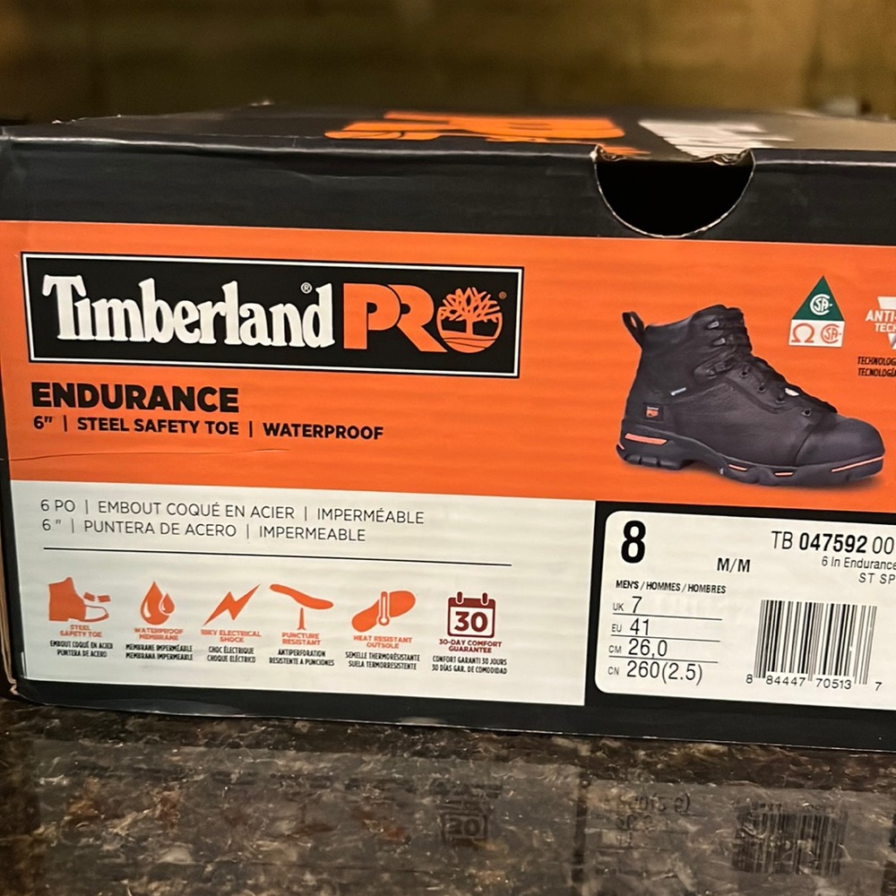 Black Timberland Pro steel toe work boots